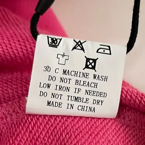 Alo Yoga  V Neck Cropped Hooded Pull Over Top Hot Pink French Terry Sz XL NWT