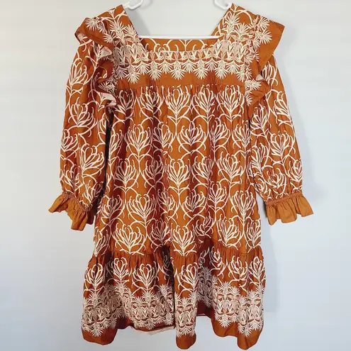 HAPPY X NATURE Juliet Boho Mini Dress Brown Size L