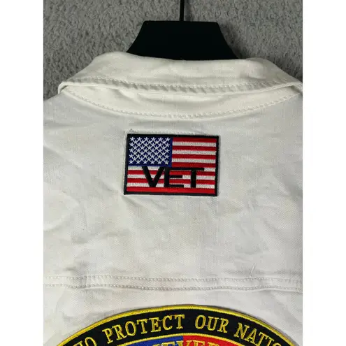 Wax Jean Patriotic Eagle Flag Patchwork Vest 3XL Men’s Denim Look USA Military Veteran