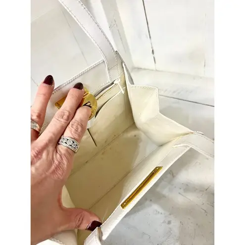 CELINE Gancini Leather Crossbody Shoulder Handbag White with Dust Bag