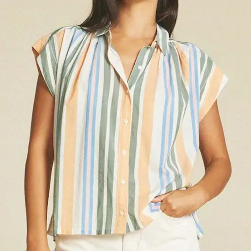 Trovata Birds of Paradis Della Button Down Shirt in Antibbes Stripe Size XS