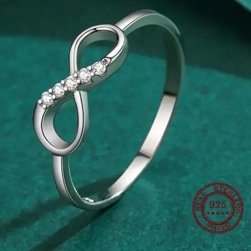 Sterling Silver SIZE 6 925 Infinity Love Cubic Zirconia Ring