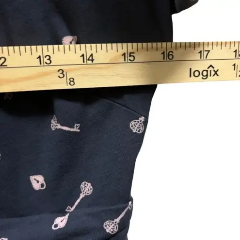 Boden Womens Mabel Long Sleeve Navy Dress With Lock And Key Print Size 8 Blue