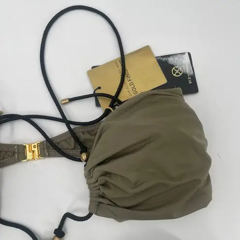 VIX Solid Gi Swimsuit Size Large NWT Paul Hermanny Olive Black Strappy Swim Sexy Green