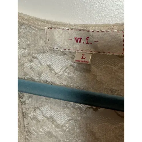 White Lace Tank Top Large WR L Racerback Shirt Blouse