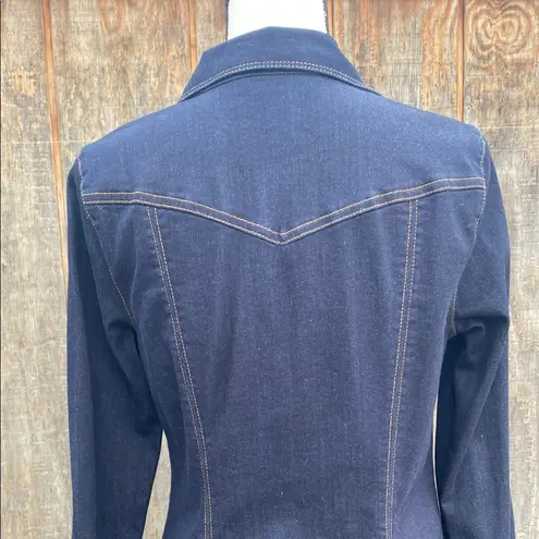 INC International Concepts Blue and Gold Sheath Dress with Notched Collar Sz 6