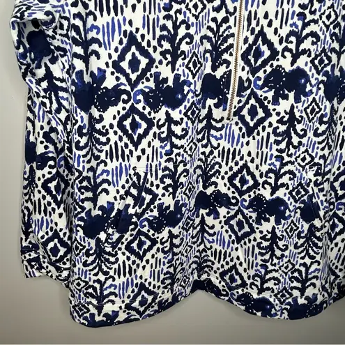 Lilly Pulitzer  Skipper Popover Bright Navy Tons of Fun Half Zip Size L