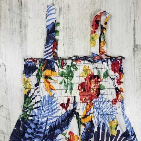 NWT Ace Fashions White Tropical Smocked Sundress Women’s Size Small