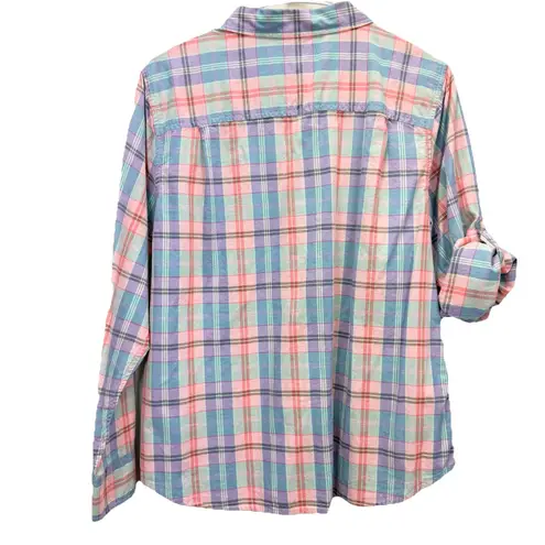 LL Bean Womens Colorful Plaid Madras Shirt LARGE PETITE Size undefined