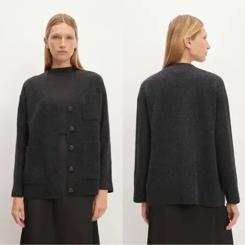 Everlane  Wool Blend The Cozy-Stretch Relaxed Cardigan Sweater V-Neck Charcoal S