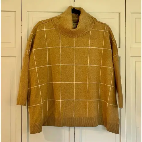 Loft  windowpane turtleneck sweater poncho size medium