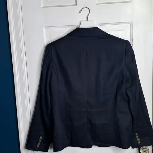 Quince European Linen Structure Blazer Navy Blue One Button W1938 Sz M