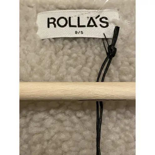 Rolla's Stevie Denim Sherpa Vest Women Size Small Blue Button Western Retro NEW