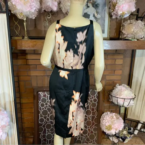 Elie Tahari BLACK & TAN SILK ABSTRACT PRINT SHEATH DRESS (12)