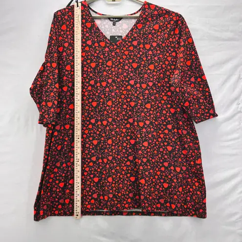 Ulla Popken Womens Tunic Top Size 28/30 Heart Dark Romantic Valentines Oversized Red