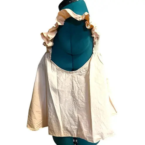 English Factory Light Beige Cotton Trapeze Top Ruffle Shoulder Straps Medium