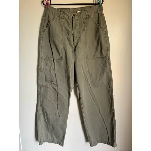 Vintage Levis 100% Cotton Green Full Length Baggy Cargo Carpenter Jeans sz 34/32