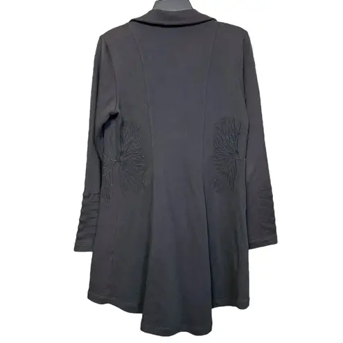 Soft Surroundings  Embroidered Jacket Cardigan Small Gray Military Grunge Goth