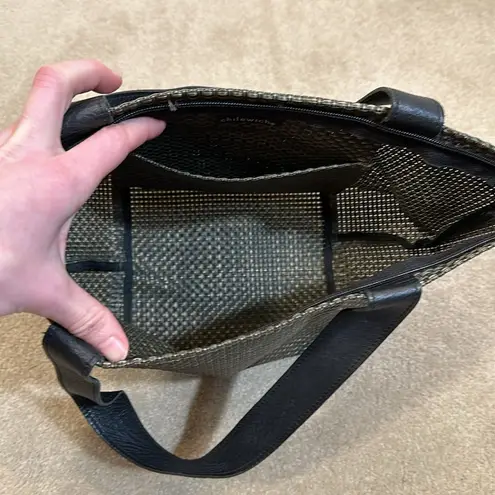 Chilewich Small Woven Market Tote Green with Black Handles