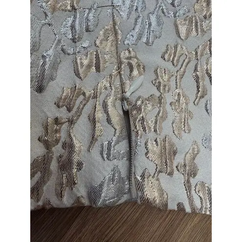 Lily & Taylor brocade blazer gold silver metallic jeweled clasp jacket size 16