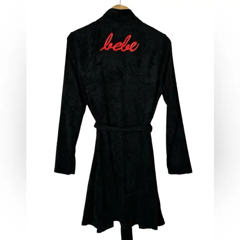 Bebe Vintage Womens  Robe Embroidered Logo 90s Y2K Black 
One Size