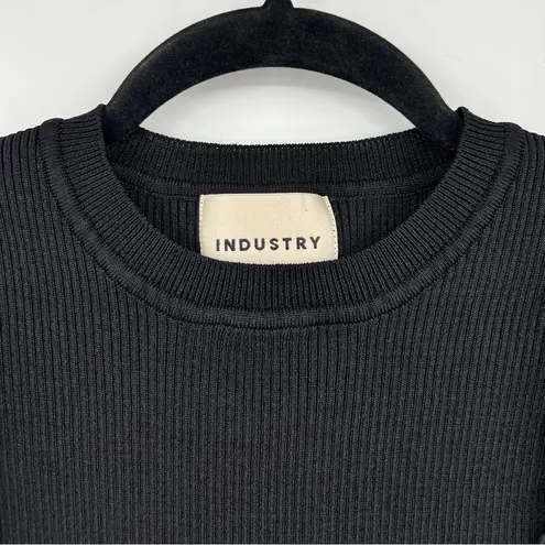 INDUSTRY Republic Clothing Ruffle Sleeve Top Crew Neck Solid Black Size Medium