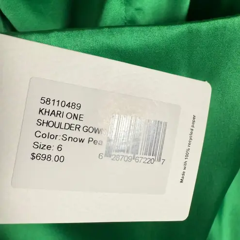 AMUR Khari Asymmetric One Shoulder Pleated Slit Cocktail Gown Snow Pea Green 6