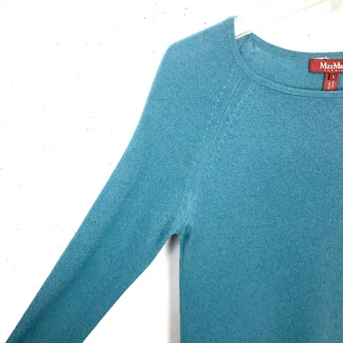 MaxMara Studio Womens Cashmere Wool Dress With Infinity Scarf Teal Blue Small