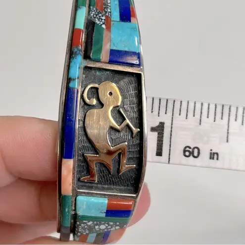 Vintage Native American Phillip Sekaquaptewa Hopi Indian Cuff Bracelet Blue