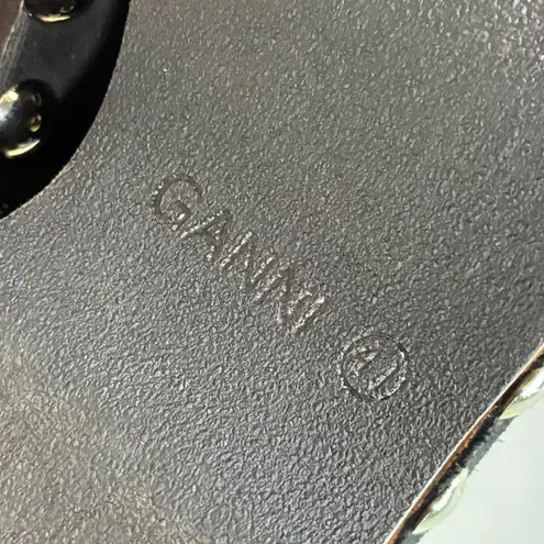 Ganni Black Suede Studded Wood Platform Clogs Mules Women's 41 (US 11)