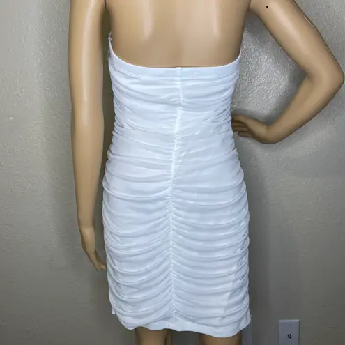 City Triangles Bodycon Strapless Ruffled Dress Gold White size XL