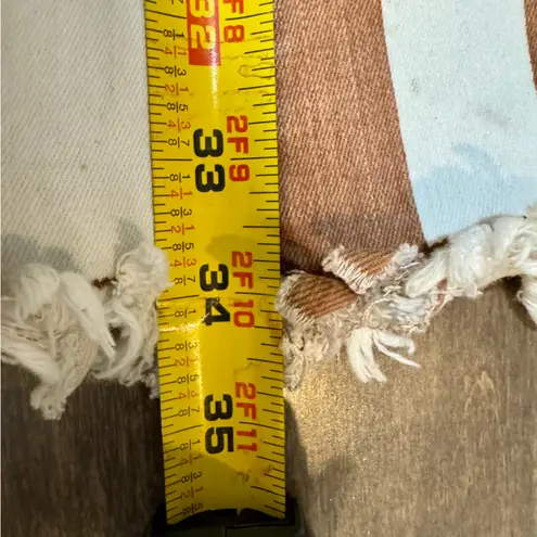 Saints & Hearts Size L Flare Pants • Brown/White Stripes • Fringe Hem Boho Brown