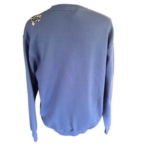 Vintage Cat Sweatshirt by Morning Sun Size Large, Embroidered Holiday Kittens Blue