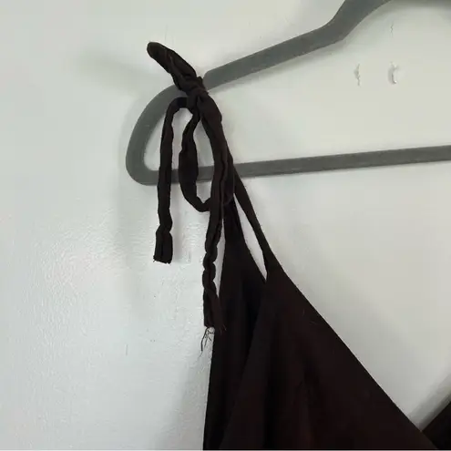 Bagus Dark Brown Lagenlook Style Wide Leg Jumpsuit Tie Straps OS Size undefined