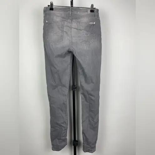 7 For All Mankind  Gray Gwenevere Distressed‎ Skinny Leg Ankle Jeans