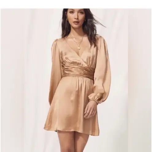 Wilfred Rhythm Truffle Brown Satin Long Sleeve Dress