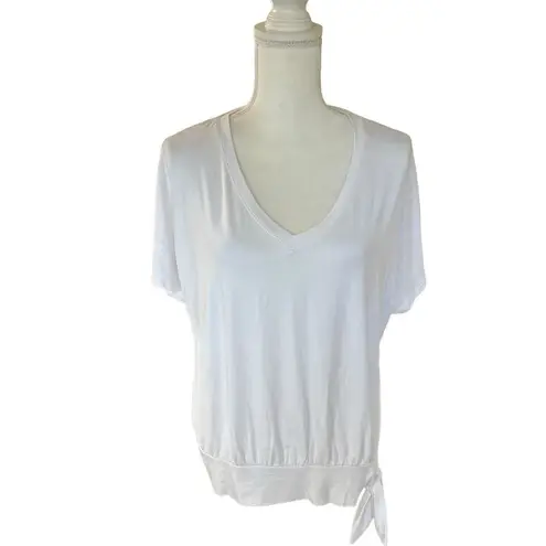 NWT Korye V Neck White Tie Knot Detail Relaxed Fit Cap Sleeve Size Large
