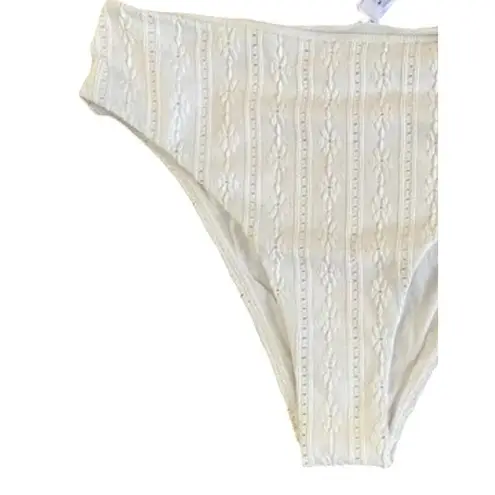ANDIE NWT Swim The 90s High Waisted Eyelet Embroidered Bikini Bottom L Coconut