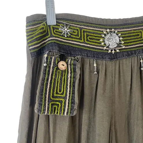 Bohemian Hippie Women's Size Medium W 30 Beaded Harem Brown Pants