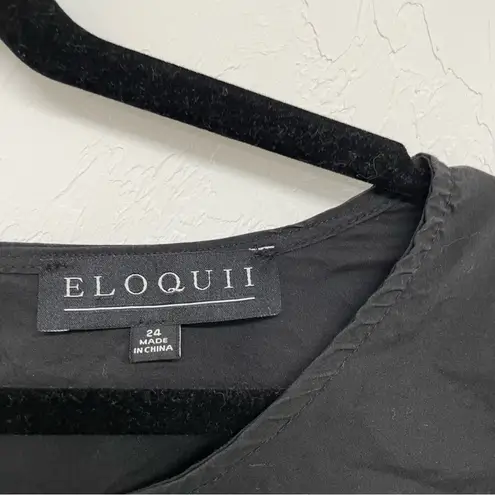 Eloquii  Black Bell Sleeve Sheer Cut Outs Blouse Womens 24 Whimsigoth Shirt Top