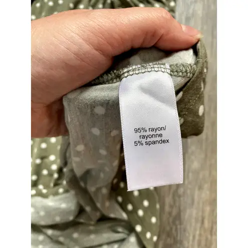 Maurice's  Polka Dot Green Midi Dress 0X Soft Slinky Slouchy A-line Fit and Flare - Image 4