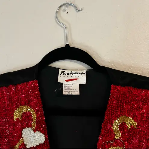 Vintage Sequin Vest Valentine’s Day Cupid Hearts • Grandma • Teachercore Size XL