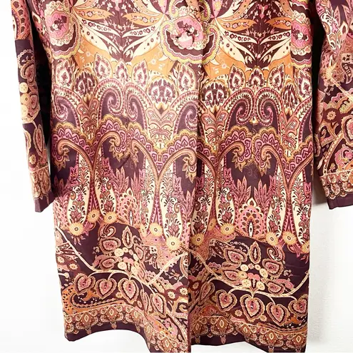 Soft Surroundings Suede Multicolored Long Sleeves Lined Tapestry Jacket Medium