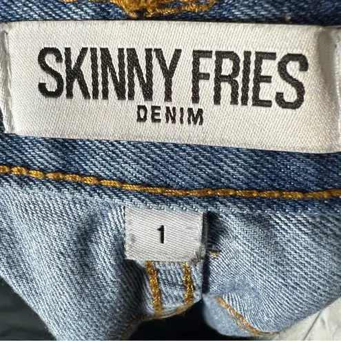 Skinny Fries Mom Jeans Juniors 1 Dark Wash Daisy Print Floral Straight Leg Denim Blue Size undefined