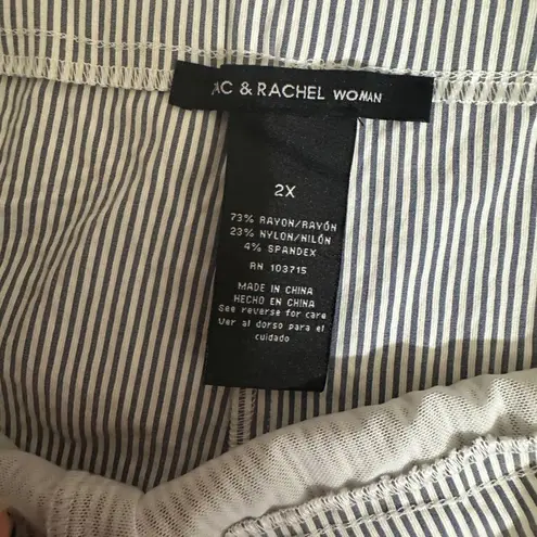 Zac & Rachel 2X Blue White Striped Pullon Ankle Pants with Millennium Fabric Size XXL