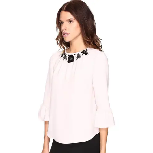 Kate Spade New York Pink Champaign Embellished Crepe Top Size XL