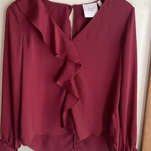 L'Academie The Ruffle Blouse in Cabernet