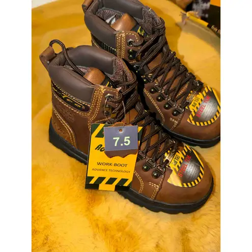 Ad Tec Women's Steel Toe Work Boots Brown Crazy Horse Leather Size 7.5, NIB