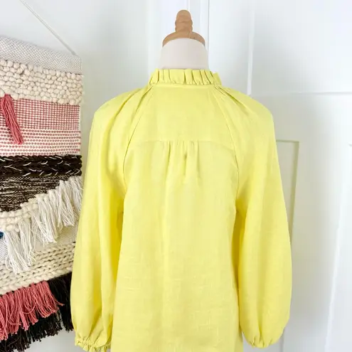 Maeve Anthropologie Audie 100% Linen Balloon Sleeves Blouse Yellow Sz S NWT