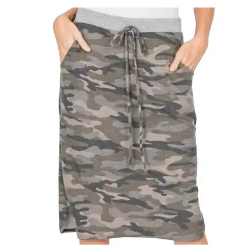 7th Ray SMALL Straight Elastic Waist Tie Detail Camouflage Pocketed Skirt